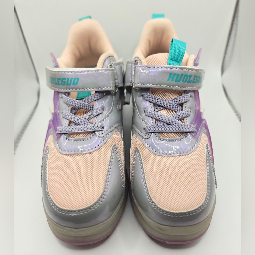 Huoleguo Youth Roller Skates Roller Shoes Size 32 US Size 1 Pink Gray Purple